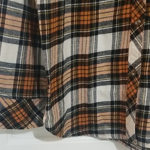 Volcom Orange Plaid Flannel Button Down Shirt - Picture 3 of 7